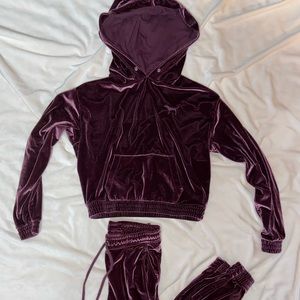 Burgundy velvet sweatsuit